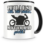 Samunshi® Motosiklet kupası, özdeyişli, "Zuhause ist Motorrad Fans için hediye, kahve fincanı, büyük eğlenceli doğum günü fincanları, siyah, 300 ml