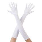 Samur 40 cm Beyaz Renk Dirseğe Kadar Uzun Kumaş Eldiven
