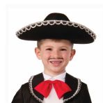 Samur 55 cm Çocuk Gümüş Renk Şeritli Meksika Mariachi Latin Şapkası