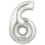 Samur 6 Numara Şekilli Supershape Silver Rakam Folyo Balon