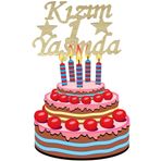 Samur Altın Renk Kızım 1 Yaşında İlk Yaş Doğum Günü Partisi Pleksi Pasta Süsü