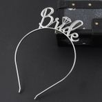 Samur Gümüş Renk Bride Yazılı Metal Gelin Tacı Bride Taç