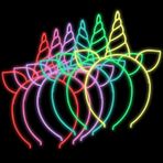 Samur Karanlıkta Yanan Glow Renkli 6 Adet Unicorn Tacı