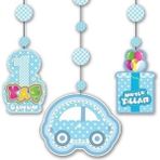 Samur Mavi Renk 3'lü Set 12X45 cm 1 Yaş Temalı Asmalı Ip Süs