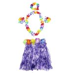 Samur Mor Luau Aloha Hawaii Kolye Etek Taç ve Bileklik Seti
