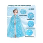 samur parti parti aksesuar & kostüm Karlar Ülkesi Elsa Frozen Mavi Pelerin – 80 cm Kar Desenli Çocuk Pelerini ( Taç Hariç )