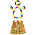 samur parti parti aksesuar & kostüm Yetişkin Ve Çocuk Uyumlu Luau Aloha Hawaii Kolye Renkli Etek Taç Ve Bileklik Seti