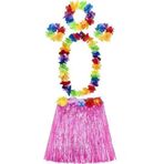 samur parti parti aksesuar & kostüm Yetişkin Ve Çocuk Uyumlu Luau Aloha Hawaii Pembe Etek Ve Renkli Kolye Taç 2 Adet Bileklik Seti