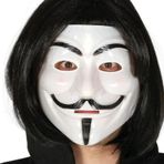 Samur Siyah Renk Takma Kısa Saç ve V For Vendetta Maskesi Anonymous Maskesi