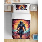 Samuray 3D Dijital Baskılı Tek Kişilik Erkek Çocuk Genç Çarşafsız Nevresim Takımı - Renkli - 160 x 220 cm