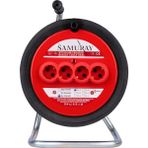 Samuray Seyyar Makaralı Uzatma Kablosu 3x1,5mm 35MT - 31535 - Kırmızı - 35 mt