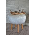 Sanal Mobilya Dolce Yuvarlak Silindir Puf Beyaz Peluş