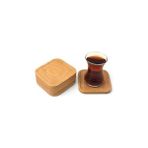 SanalAMCA Store Deconox Bambu Kare Çay Tabağı Bardak Altlığı 6'lı Set | Dekoratif ve Doğal Bambu Altlık – Şık ve Da - Seçenek