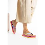 Sanart Shop Canlı Renkler Kadın Kumaşlı Basic Rahat Parmak Arası Acıtmaz Havuz Plaj Terliği Flip Flops