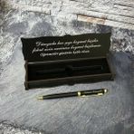 Sanat Hediyelik Öğretmenler Gününe Metal Tükenmez Kalem 1 Adet Mavi Renkli Ahşap Kutu Seti