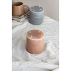 Sanat Sepet İşleri Büyük Boy Iskandinav Tarzı Dokulu Blok-Silindir Dekoratif Mum - 10 x 10 cm - Kahve