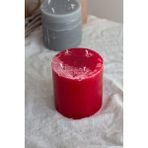 Sanat Sepet İşleri Büyük Boy Iskandinav Tarzı Dokulu Blok-Silindir Dekoratif Mum - 10 x 10 cm - Kırmızı