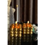 SANAT SEPET İŞLERİ Gold 2'li Set Hediyelik Dekoratif Mum Seti Parlak Bubble