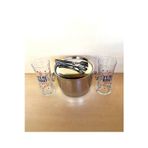 Sanat Taciri 2 Adet 1937 Rakı Bardağı Yılbaşı Temalı 1 Adet Çelik Buz Kovası Çif Katmanlı Maşalı Kapaklı Kova
