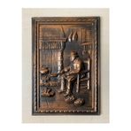 SANAT TACİRİ 36X25Cm Vintage Avrupa Bakır Tablo Kabartmalı Bakır Tablo Köy Evi Temalı No 85