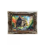 SANAT TACİRİ 85X67Cm Orman Evi Dağ Evi Temali Hali Ahşap Çerçeveli Dokuma İran Halisi Tablosu Muhteşem Renkler