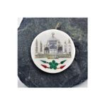 SANAT TACİRİ Yeşil Çiçek Hindistan Tac Mahal Taş Magnet - Sıfır -- Sedef Kaplama Magnet