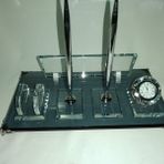 SANATBLOĞU AGORA FÜME GÜMÜŞ VARAK AYAKLI KRİSTAL MASA İSİMLİĞİ OFİS HEDİYELİK CLK-1577