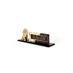 SANATBLOĞU ASLAN BİBLOLU ALTIN İSİMLİK 3D MODERN GÖRÜNÜMLÜ SANAT FÜME MASA İSİMLİĞİ CLK-1471