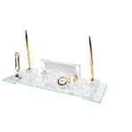 SANATBLOĞU Kabartma Kristal Masa Üstü Cam İsimlik Kalem Aksesuarlı Şeffaf Hediye Seti MLJG789456 CLK-376