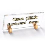 SANATBLOĞU KABARTMA Modern Altın Kristal Masa İsimlik CLK-593