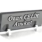 SANATBLOĞU KABARTMA Premium Füme Kristal Masa İsimlik CLK-1813