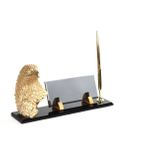 SANATBLOĞU KARTAL BÜST ALTIN BİBLOLU FÜME KRİSTAL MASA İSİMLİK CLK-975