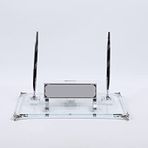 SANATBLOĞU KRİSTAL CAM ALTIN GÜMÜŞ AYAKLI MASA İSİMLİK YENİ İŞ HEDİYESİ OFİS HEDİYE CLK-929