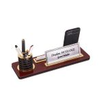 SANATBLOĞU MAYA MASİF MASA İSİMLİĞİ CEVİZ RENK ALTIN SET AHŞAP ORGANİZER CLK-716