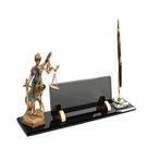 SANATBLOĞU SUBLİMASYON BASKILI FÜME KRİSTAL MASA İSİMLİĞİ ALTIN SET THEMİS ADALET BİBLOLU OFİS MASA İSİMLİK CLK-485