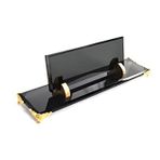SANATBLOĞU SUBLİMASYON BASKILI FÜME KRİSTAL MASA İSİMLİĞİ ALTIN VARANK AYAKLI SET OFİS MASA İSİMLİK CLK-1030