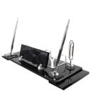 SANATBLOĞU SUBLİMASYON BASKILI FÜME KRİSTAL MASA İSİMLİĞİ GÜMÜŞ SET OFİS MASA İSİMLİK CLK-490