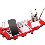SANATBLOĞU TÜRKİYE HARİTASI TEMALI KIRMIZI AHŞAP EL YAPIMI MASA İSİMLİĞİ GÜMÜŞ MASA ÜSTÜ İSİMLİK CLK-1184