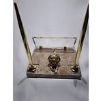 SANATBLOĞU YATAN ASLAN KREM MERMER ALTIN SET LEON BİBLOLU OFİS HEDİYESİ MASA İSİMLİK CLK-1626