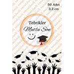 Sanatıbedi 50 Adet Mezuniyet Sticker - Öğretmenler Için Okul Karne Hediye Paketleme Etiketi - 3x3 cm