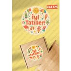 sanatıbedi 50 İyi Tatiller Sticker Okul Karne Hediye Ambalaj Paketleme Etiketi 3x3 cm