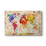 Sanatsal Dünya Haritası Tablosu 140 x 100