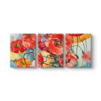 Sanatsal Gelincik Çiçeği Tablosu 126 x 55-3 Parçalı