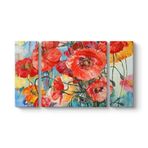 Sanatsal Gelincik Çiçeği Tablosu 126 x 70-3 Parçalı