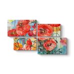 Sanatsal Gelincik Çiçeği Tablosu 143 x 83-4 Parçalı