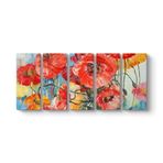 Sanatsal Gelincik Çiçeği Tablosu 162 x 70-5 Parçalı