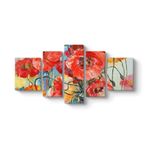 Sanatsal Gelincik Çiçeği Tablosu 182 x 90-5 Parçalı