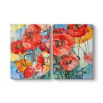 Sanatsal Gelincik Çiçeği Tablosu 63 x 40-2 Parçalı