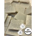 Sanatsal Mozaik Çalışmalarınız Için 20X20 mm (2x2 Cm) Renkli Cam Mozaik Taşı - Açık Gri
