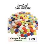 Sanatsal Mozaik Sanatsal Karışık Renkli 12x12mm Cam Mozaik Taşı